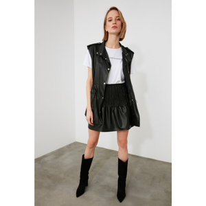 Trendyol Black Flywheel Leather Skirt