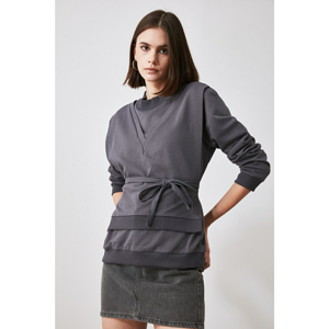 Trendyol Anthracite Binding Detailed 2in1 Basic Knitted Sweatshirt
