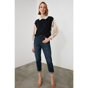 Trendyol Navy Selvedge High Waist Mom Jeans