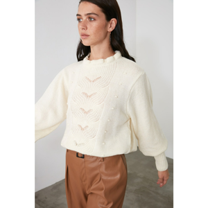 Trendyol Ekru Collar Ruffle KnitTed KnitTed Knitwear Sweater