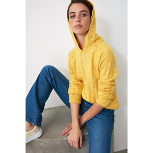 Trendyol Yellow Hooded Knitwear Sweater