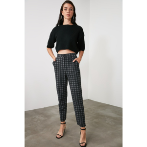 Trendyol Black Plaid Knitted Trousers