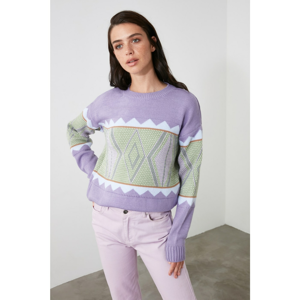 Trendyol Lila Jacquard Knitwear Sweater