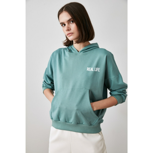 Trendyol Mint Front and Back Printed Knitted Sweatshirt