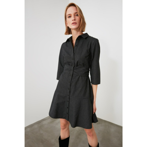 Trendyol Anthracite Belted Shirt Dress