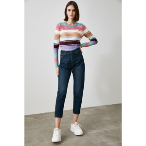 Trendyol Navy Seam Detailing High Waist Mom Jeans