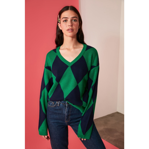 Trendyol Green V Collar Knitwear Sweater