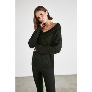 Trendyol Black Knitted Detailed Knitwear Sweater