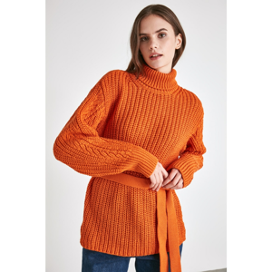Trendyol Turtleneck Knitwear Sweater with Orange Binding Detail
