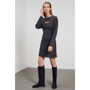 Trendyol Anthracite Printed Knitted Dress