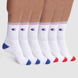 CREW SOCKS CHAMPION PERFORMANCE 6x - 6 pairs of sports socks with Champion logo - white - red - blue