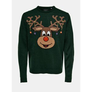 Green sweater with Christmas motif ONLY & SONS Xmas