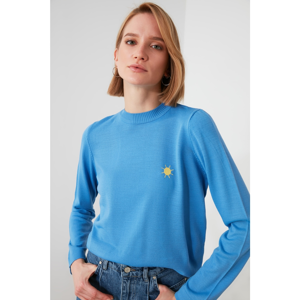 Trendyol Blue Embroidered Knitwear Sweater