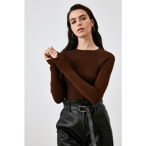 Trendyol Brown Wick Carmen Collar Knitwear Sweater