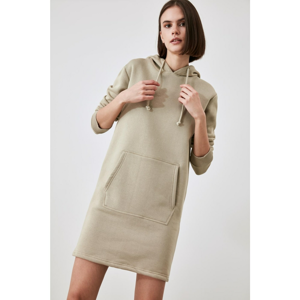 Trendyol Knitted Dress with Beige Kangaroo Pockets