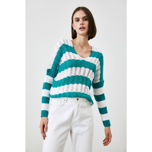 Trendyol Oil Color Striped Shedding Detailed Knitwear Sweater