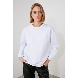 Trendyol White Back Printed Knitted Sweatshirt