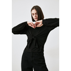 Trendyol Black Binding Detailed Knitted Blouse