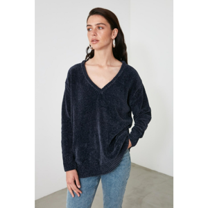 Trendyol Navy V-Neck Knitwear Sweater