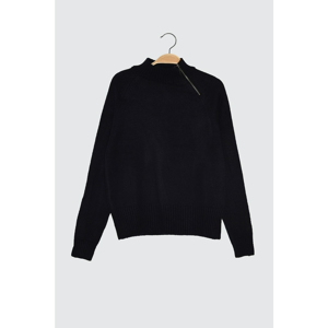 Trendyol Navy Collar Zipper Detailed Knitwear Sweater