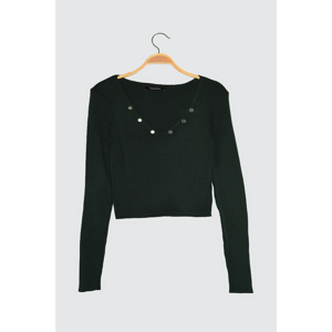 Trendyol Emerald Green V-Neck Knitwear Sweater