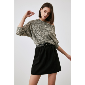 Trendyol Brown Leopard Print Knitted Sweatshirt