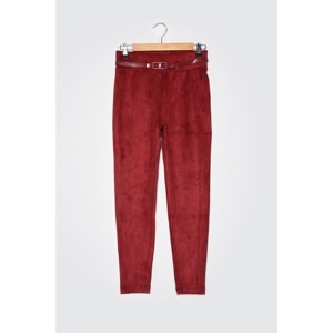 Trendyol Burgundy BeltEd Trousers