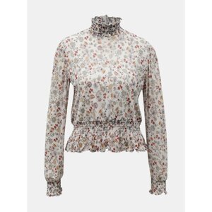White floral blouse with TALLY WEiJL stand-up collar