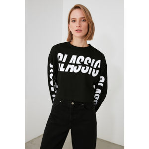 Trendyol Black Printed Knitted Sweatshirt