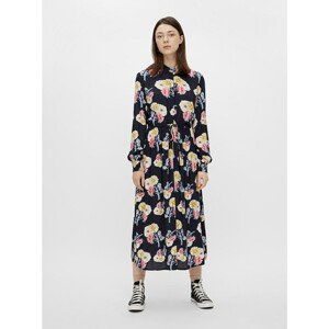 Dark Blue Floral Shirt Midi dress Pieces