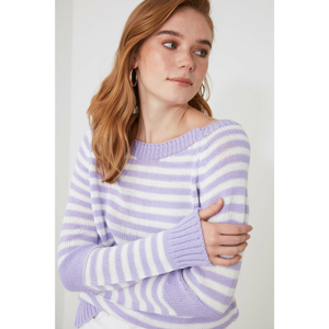 Trendyol Lila Striped Knitwear Sweater
