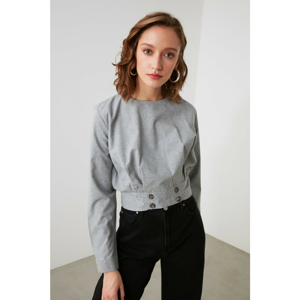 Trendyol Gray Button Detailed Blouse