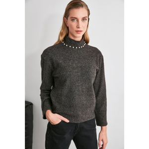 Trendyol Anthracite Upright Collar Knitted Sweatshirt