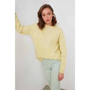 Trendyol Yellow Braided Knitwear Sweater