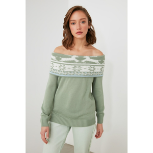 Trendyol Mint Jacquin Knitwear Sweater