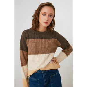 Trendyol Brown Color Block Knitwear Sweater