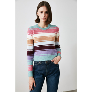 Trendyol Mint Colored Striped Knitwear Sweater