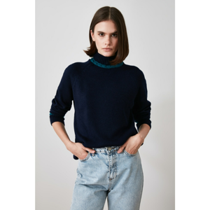 Trendyol Navy Blue Upright Collar Knitwear Sweater