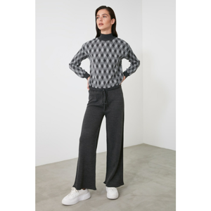 Trendyol Gray Jacquin Sweater Pants Knitwear Bottom-Top Suit