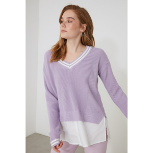 Trendyol Lila Poplin Garnili Knitwear Sweater