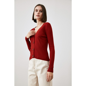 Trendyol Coral Button Detailed Knitwear Cardigan