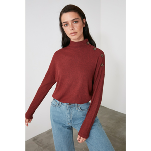 Trendyol Rose Dry Button Detailed Knitted Sweatshirt