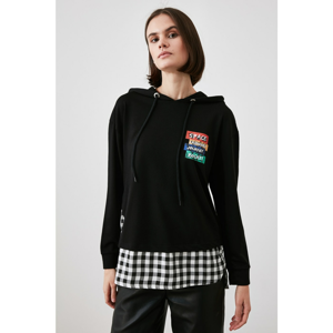 Trendyol Black Printed Knitted Sweatshirt