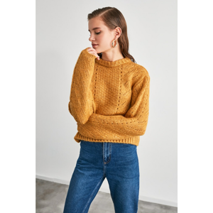 Trendyol Mustard Bike Collar Knitwear Sweater