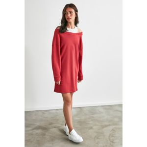 Trendyol Knitted Dress WITH Burgundy Collar Detail
