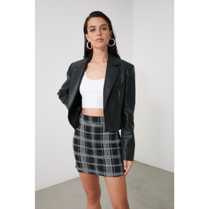 Trendyol Black Plaid Knitted Skirt