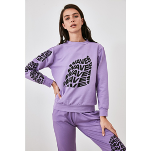 Trendyol Lila Print knitted Sweatshirt