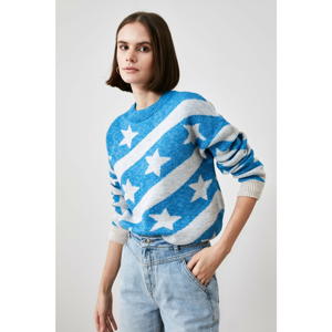 Trendyol Blue Jacquin Knitwear Sweater