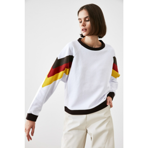Trendyol White Arms Color Block Knitted Sweatshirt