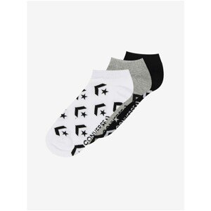 Set of three pairs of women's ankle socks in grey and black Converse